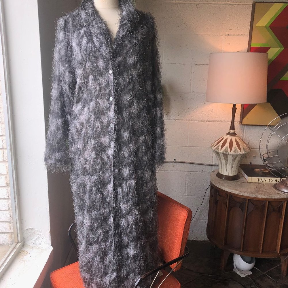 Creative Design Works Gray Print Shag Sweatercoat